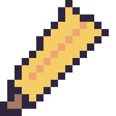 Pixel art Crayon simple 16 × 16, grille 16 × 16