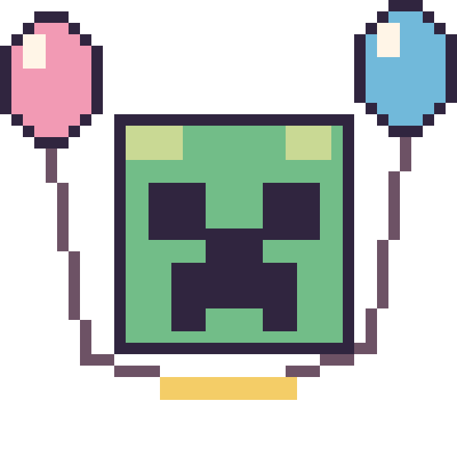 Modèle de pixel art Creeper avec des ballons sur une grille de 40 par 40 cases
