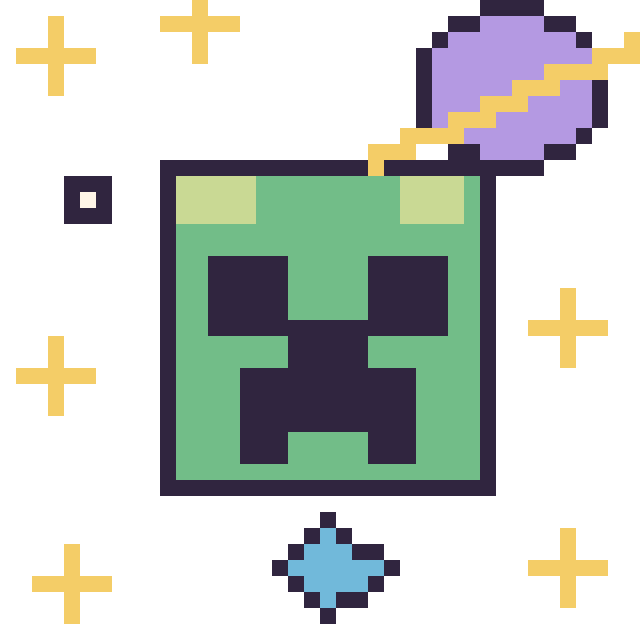 Modèle de pixel art Creeper dans l’espace sur une grille de 40 par 40 cases