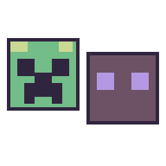 Pixel art Creeper et Enderman, grille 48 × 48