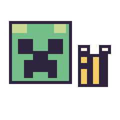 Pixel art Creeper et Abeille Minecraft 16 × 16, grille 40 × 40