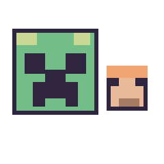 Pixel art Creeper et Alex Minecraft 16 × 16, grille 40 × 40