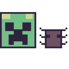 Pixel art Creeper et Araignée Minecraft 16 × 16, grille 40 × 40