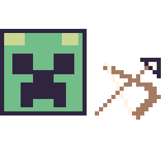 Pixel art Creeper et Arc Minecraft 16 × 16, grille 40 × 40