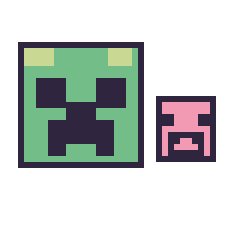 Pixel art Creeper et Cochon Minecraft 16 × 16, grille 40 × 40