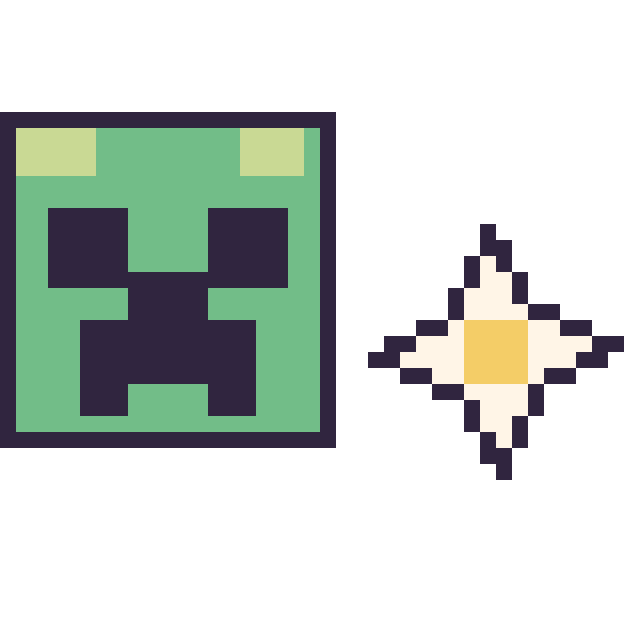 Modèle de pixel art Creeper et Etoile nether Minecraft 16 × 16 sur une grille de 40 par 40 cases