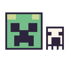 Pixel art Creeper et Ghast Minecraft 16 × 16, grille 40 × 40