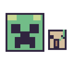Pixel art Creeper et Golem de fer Minecraft 16 × 16, grille 40 × 40