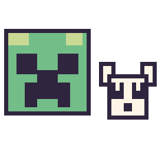 Pixel art Creeper et Panda Minecraft 16 × 16, grille 40 × 40