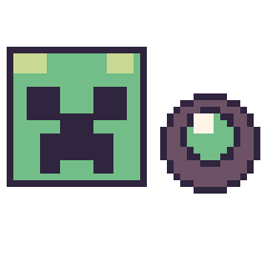 Pixel art Creeper et Perle ender Minecraft 16 × 16, grille 40 × 40