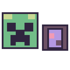 Pixel art Creeper et Portail nether Minecraft 16 × 16, grille 40 × 40