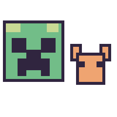 Pixel art Creeper et Renard Minecraft 16 × 16, grille 40 × 40