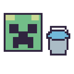 Pixel art Creeper et Seau eau Minecraft 16 × 16, grille 40 × 40
