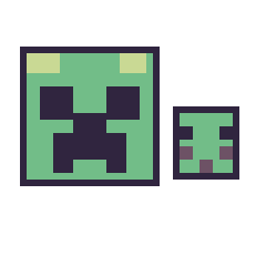 Pixel art Creeper et Slime Minecraft 16 × 16, grille 40 × 40