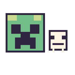 Pixel art Creeper et Squelette Minecraft 16 × 16, grille 40 × 40