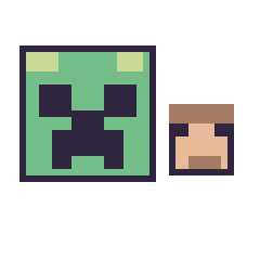 Pixel art Creeper et Steve Minecraft 16 × 16, grille 40 × 40