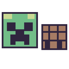 Pixel art Creeper et Table craft Minecraft 16 × 16, grille 40 × 40