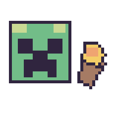 Pixel art Creeper et Torche Minecraft 16 × 16, grille 40 × 40