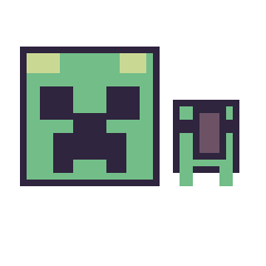 Pixel art Creeper et Tortue Minecraft 16 × 16, grille 40 × 40