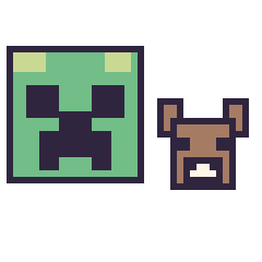 Pixel art Creeper et Vache Minecraft 16 × 16, grille 40 × 40