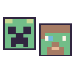 Pixel art Creeper et Zombie Minecraft, grille 48 × 48