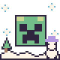 Pixel art Creeper en hiver, grille 40 × 40