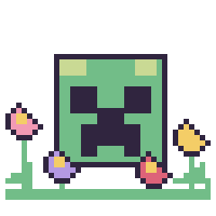 Pixel art Creeper dans le jardin, grille 40 × 40