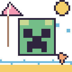 Pixel art Creeper à la plage, grille 40 × 40