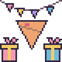 Pixel art Crêpe pour un anniversaire, grille 40 × 40