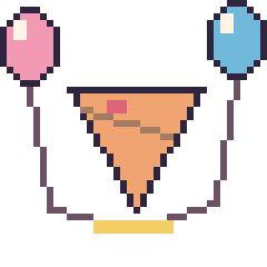 Pixel art Crêpe avec des ballons, grille 40 × 40