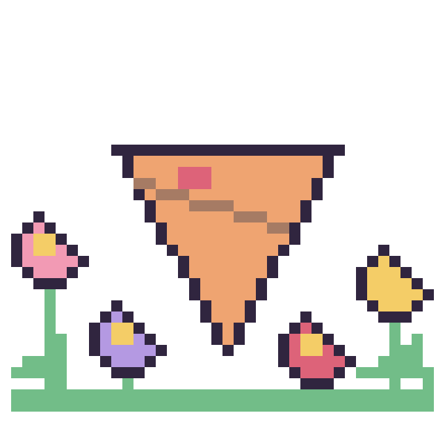 Modèle de pixel art Crêpe dans le jardin sur une grille de 40 par 40 cases