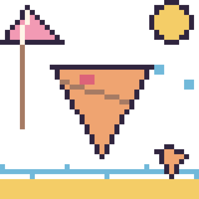 Modèle de pixel art Crêpe à la plage sur une grille de 40 par 40 cases