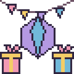 Pixel art Cristal pour un anniversaire, grille 40 × 40