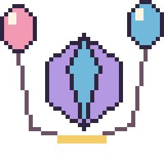 Pixel art Cristal avec des ballons, grille 40 × 40