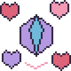 Pixel art Cristal avec des cœurs, grille 40 × 40