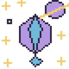Pixel art Cristal dans l’espace, grille 40 × 40