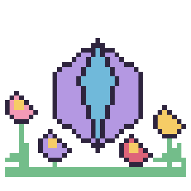 Modèle de pixel art Cristal dans le jardin sur une grille de 40 par 40 cases