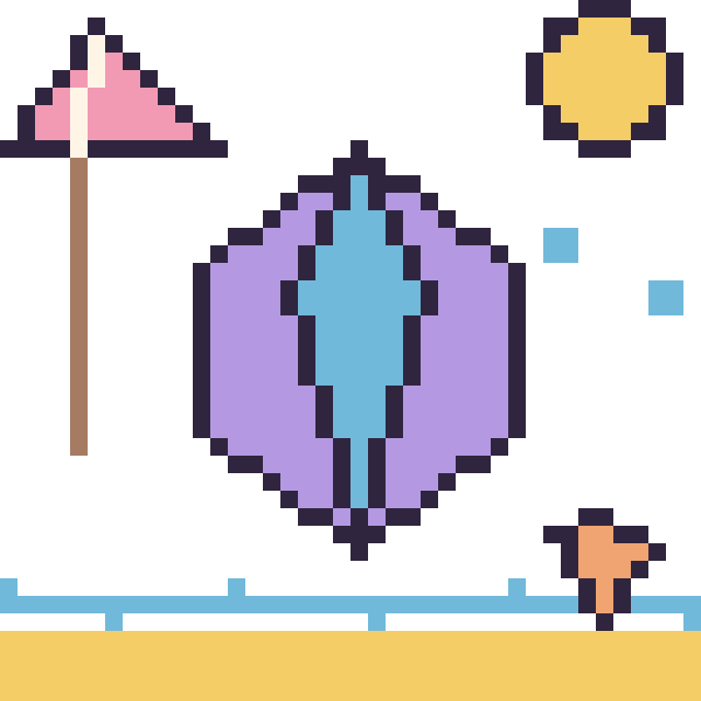 Modèle de pixel art Cristal à la plage sur une grille de 40 par 40 cases