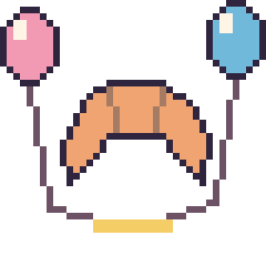 Pixel art Croissant avec des ballons, grille 40 × 40