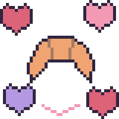 Pixel art Croissant avec des cœurs, grille 40 × 40