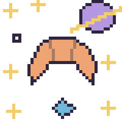 Pixel art Croissant dans l’espace, grille 40 × 40