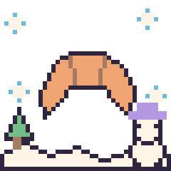 Pixel art Croissant en hiver, grille 40 × 40