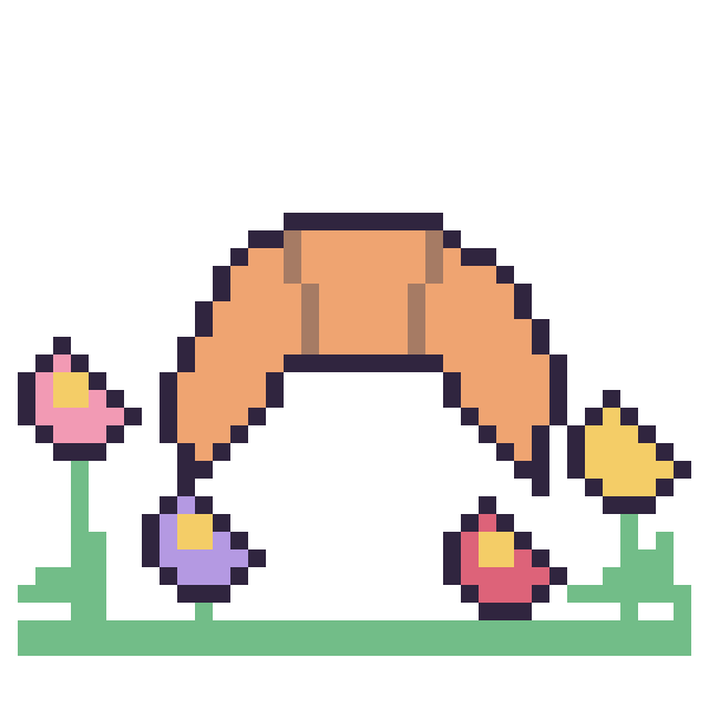 Modèle de pixel art Croissant dans le jardin sur une grille de 40 par 40 cases