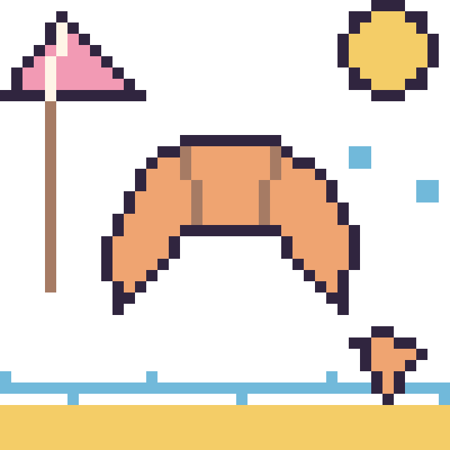 Modèle de pixel art Croissant à la plage sur une grille de 40 par 40 cases