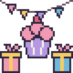 Pixel art Cupcake pour un anniversaire, grille 40 × 40