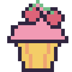 Pixel art Cupcake avec des cerises, grille 20 × 20