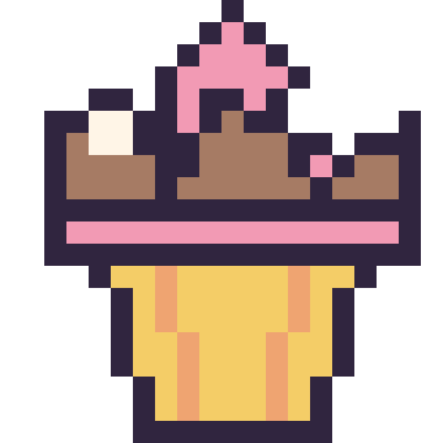 Modèle de pixel art Cupcake au chocolat sur une grille de 20 par 20 cases