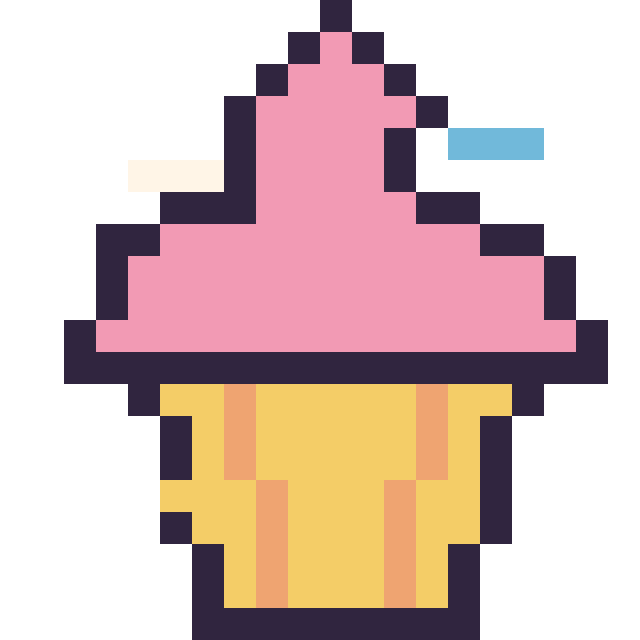 Modèle de pixel art Cupcake décoré sur une grille de 20 par 20 cases