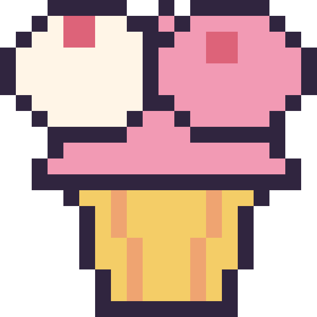 Modèle de pixel art Cupcake double garniture sur une grille de 20 par 20 cases