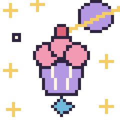 Pixel art Cupcake dans l’espace, grille 40 × 40